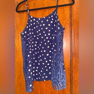 Polka Dot Lace Trim Cami Top